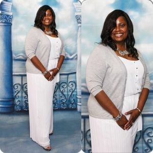 ashley stewart white pleated jumpsuit